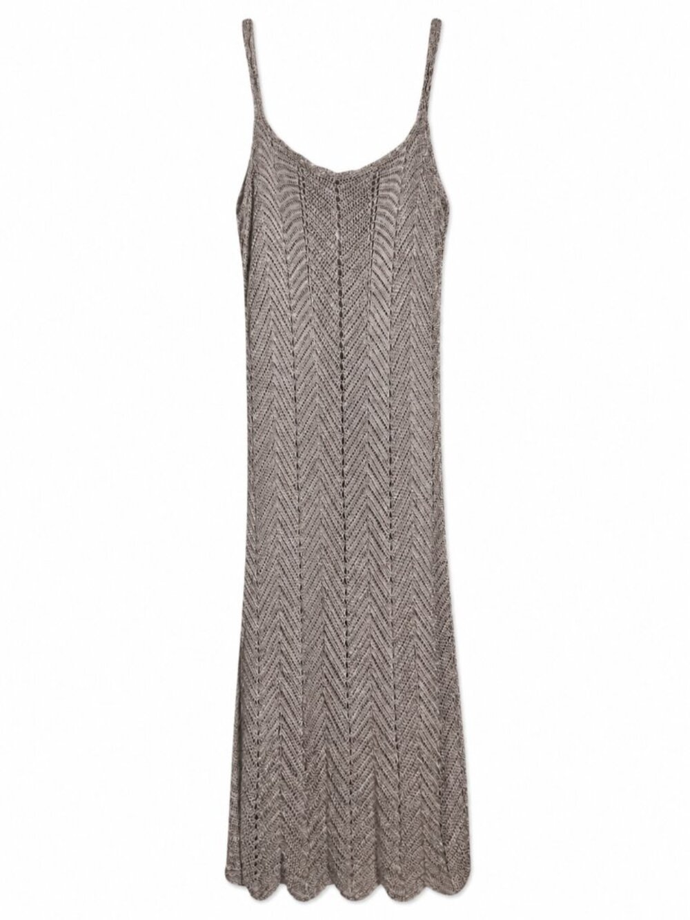 Stunning Knit Slip Dress Knit Maxi Dress Taupe Boho Chic‎ Kroshetta Small Lined - Picture 8 of 9